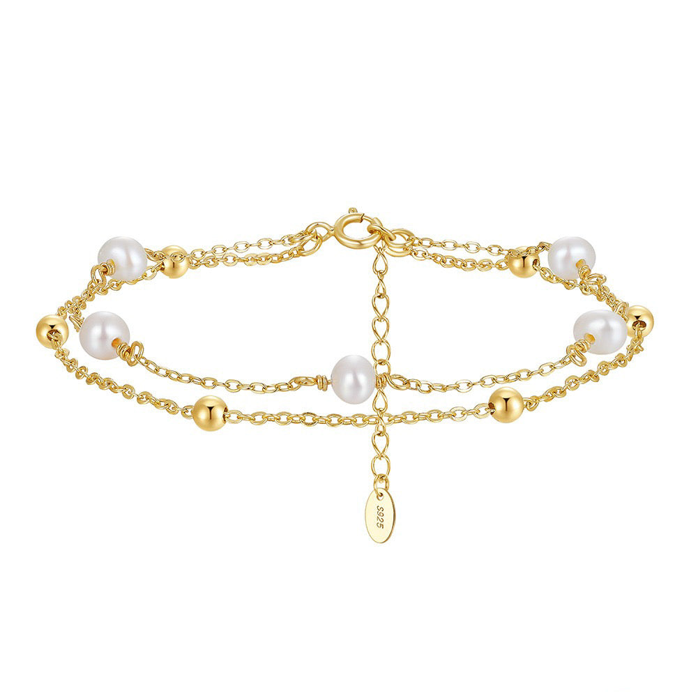 Double Chain Pearl Bracelet