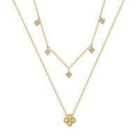 Double layered Bella necklace embellished with CZ and  Cultured Freshwater Pearl. 