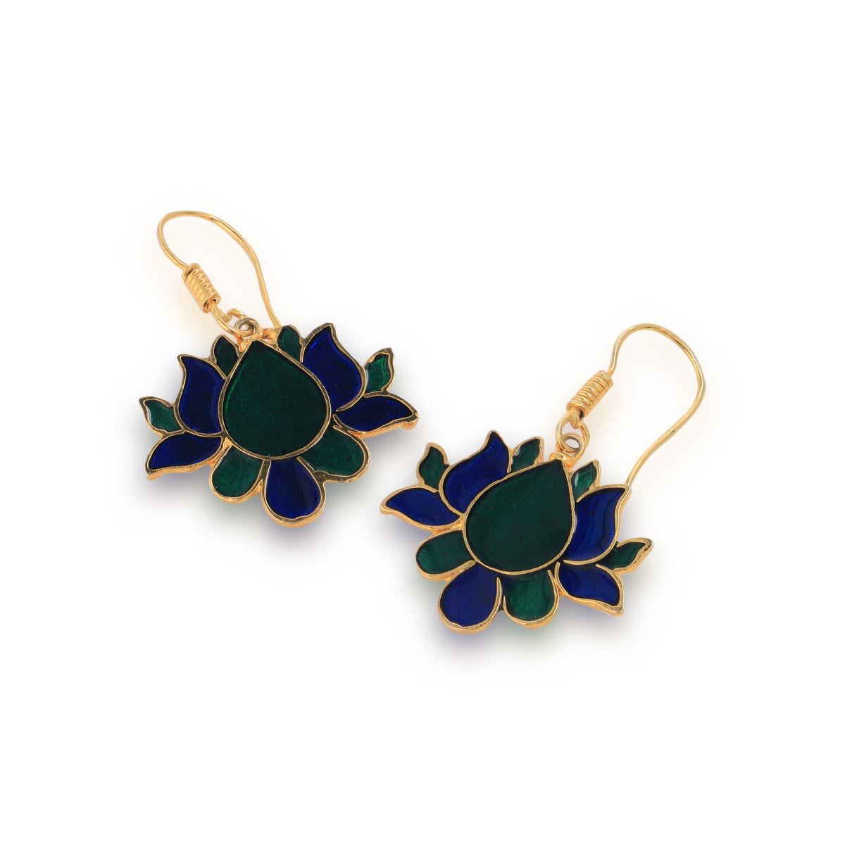 Blue Big Lotus Earrings 