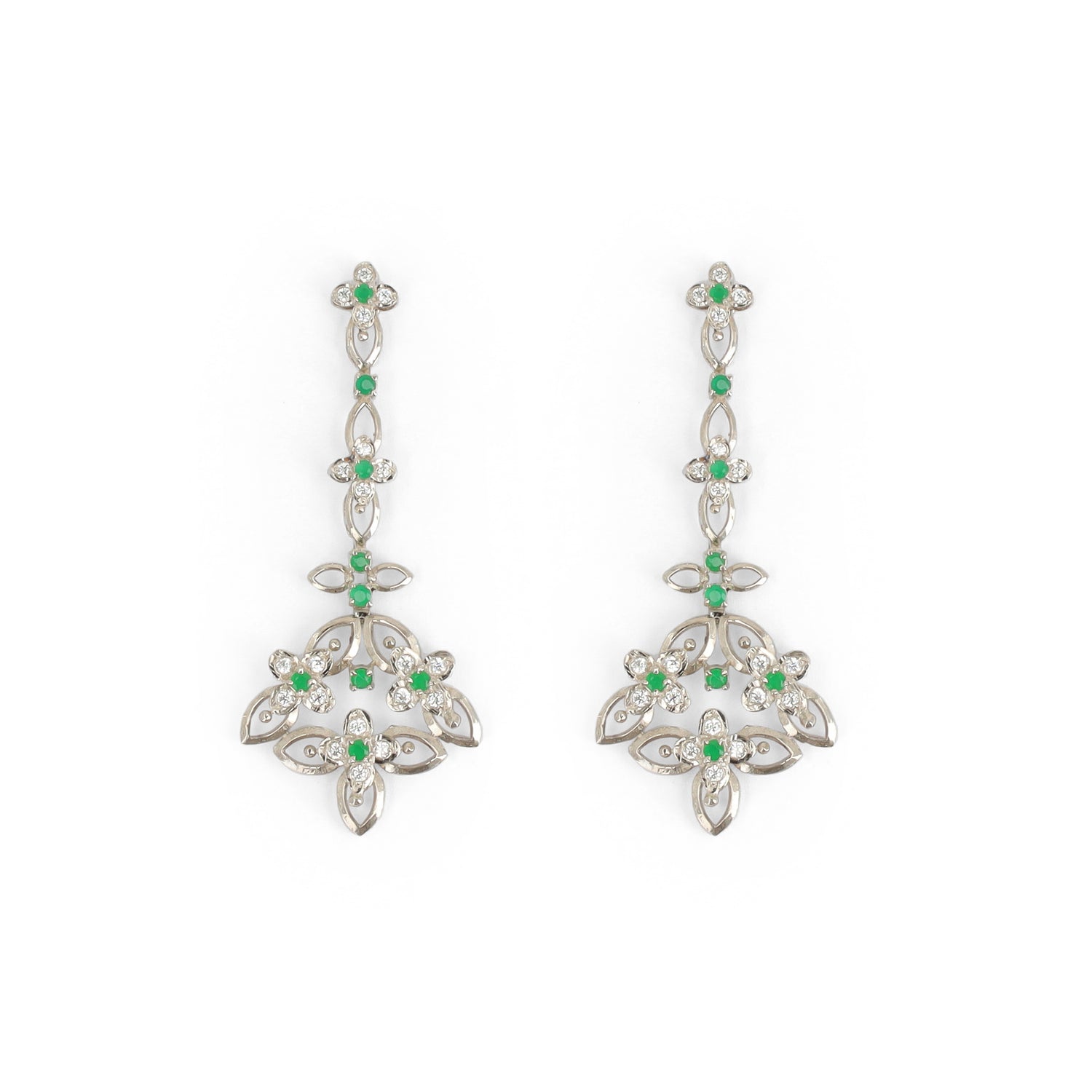 Green Jade and Zircon Earrings 