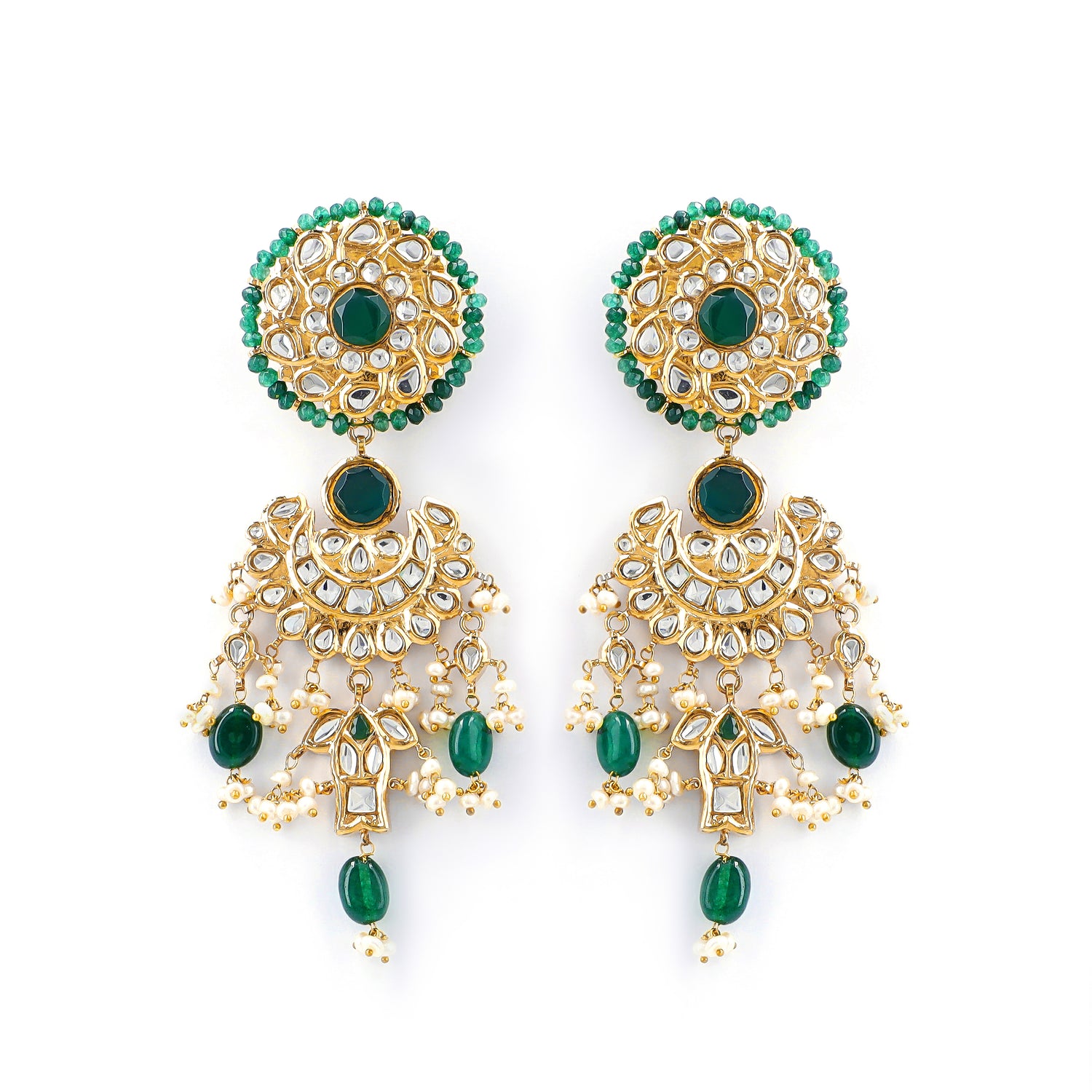 Emerald and Kundan Machli Earrings