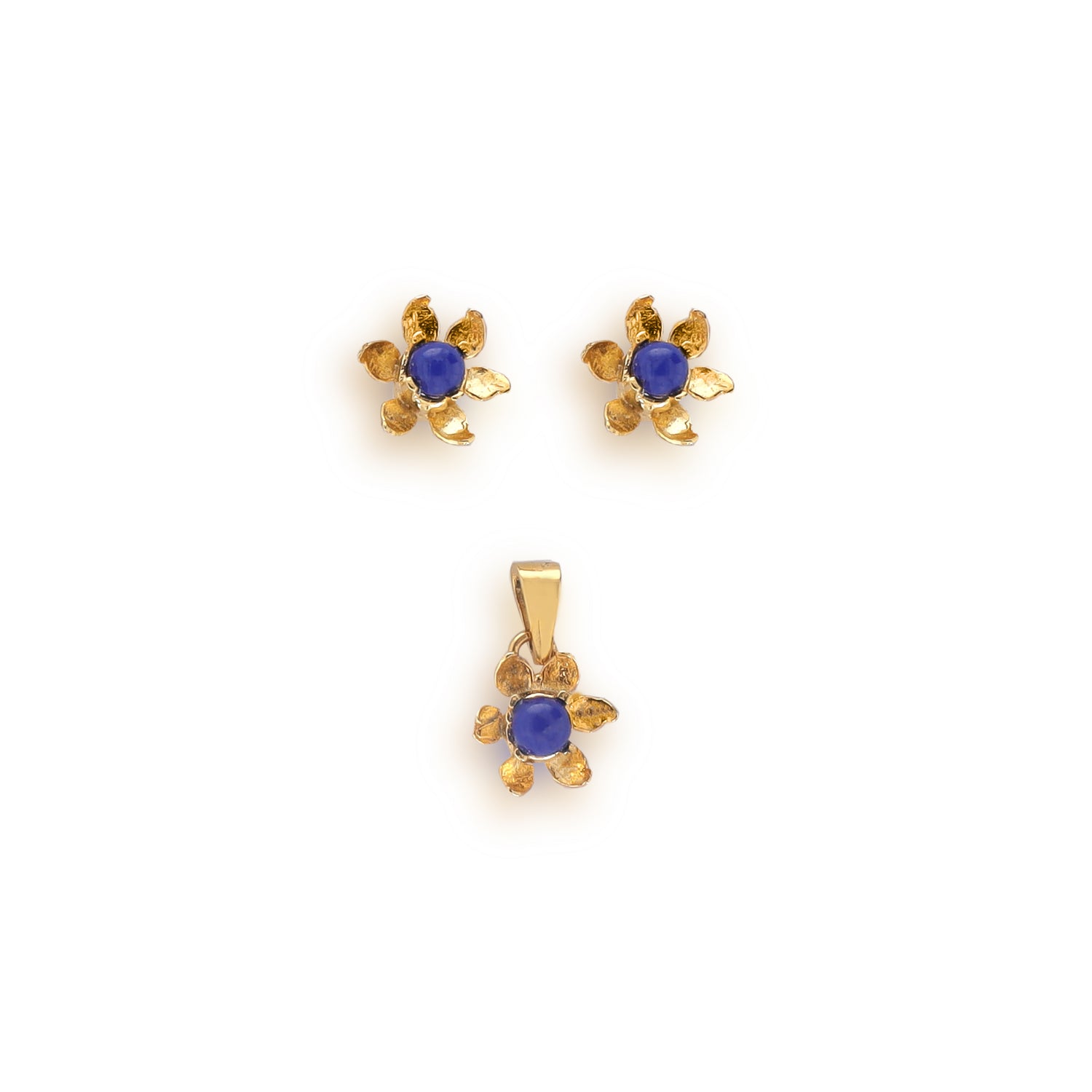 Lapis Flower Gold pendant set 