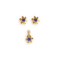 Lapis Flower Gold pendant set 