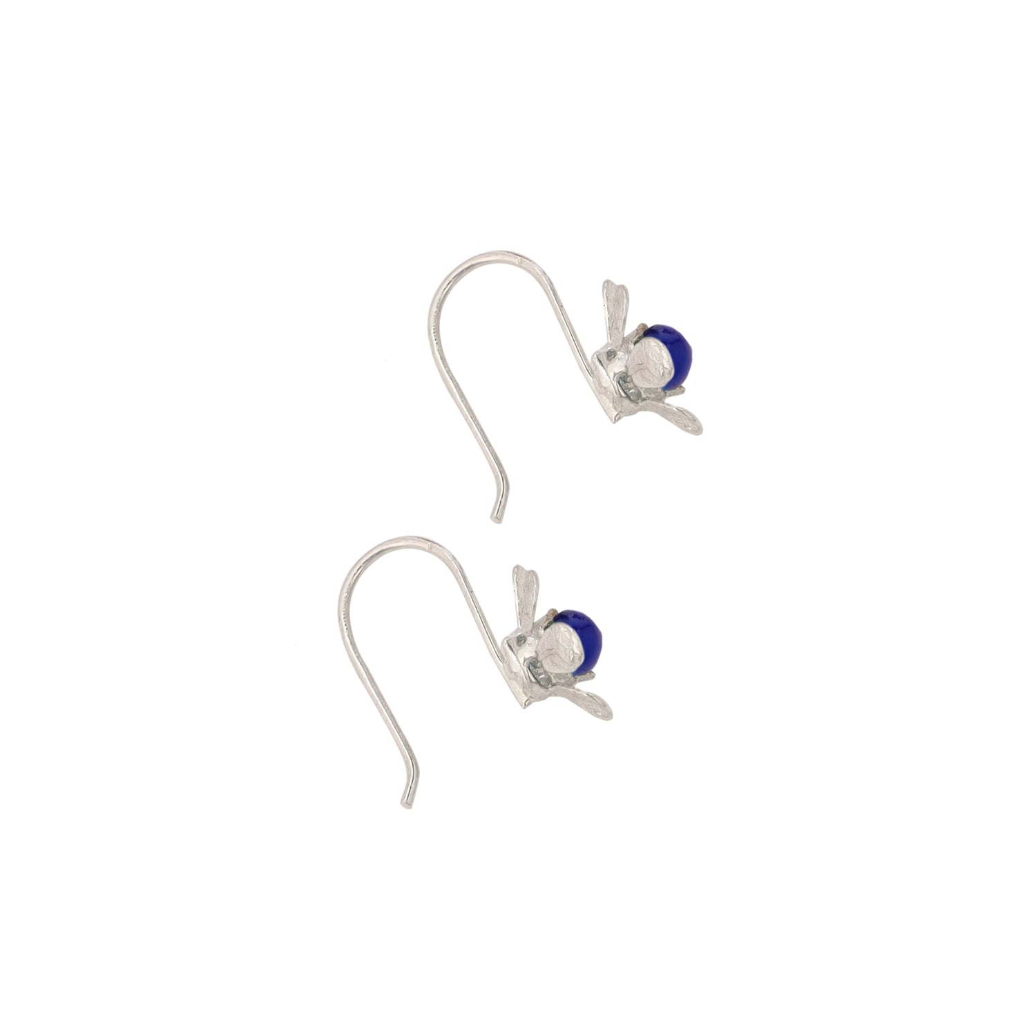 Lapis Flower Hook ear studs 