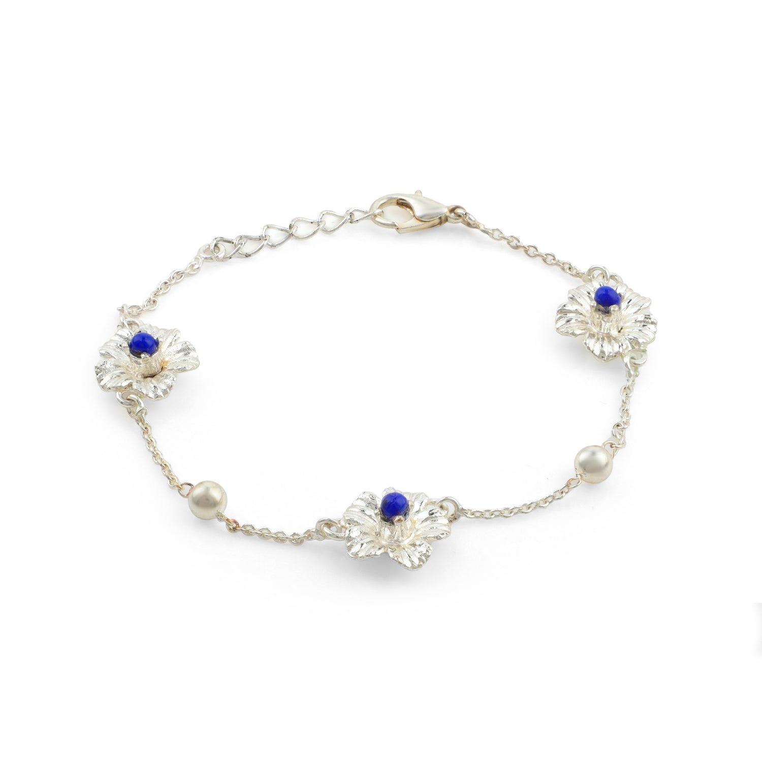 Lapis Flower chain Bracelet 