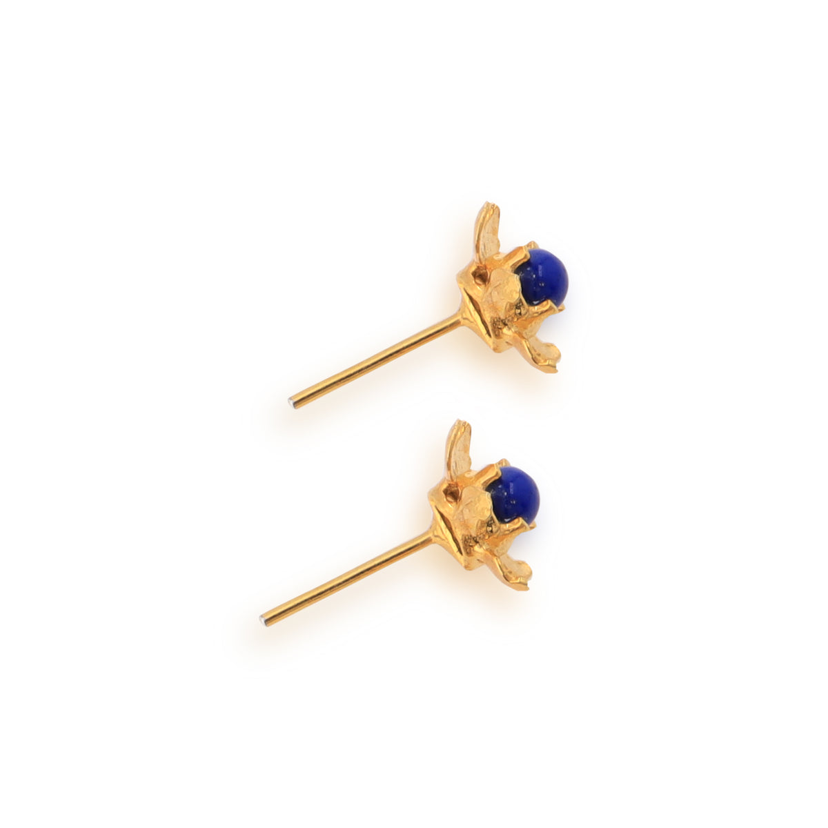 Lapis Gold flower studs 