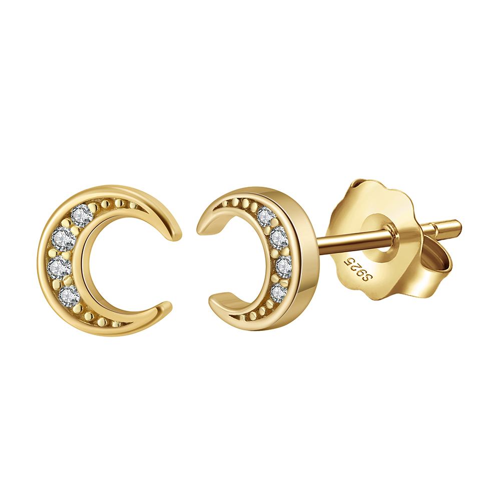 Luna gold plated, crescent shaped ear studs.