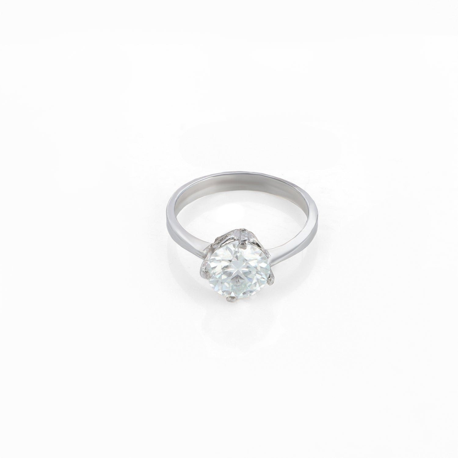 Moissanite Solitaire Silver Ring