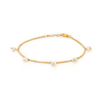 Pearl Chain Gold Bracelet 