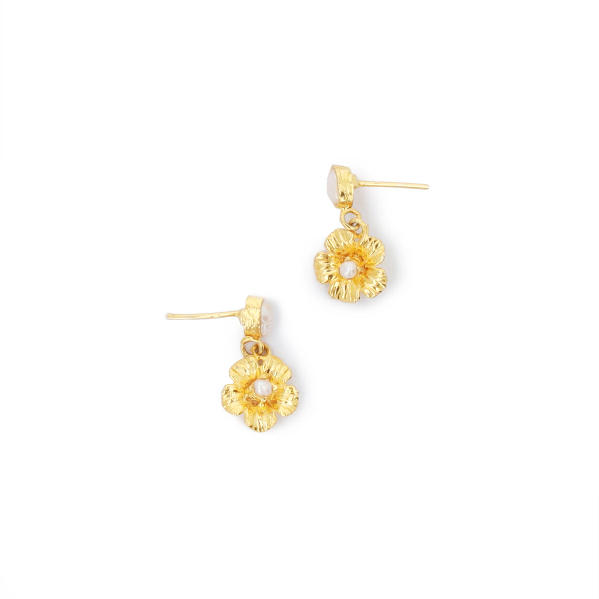 Pearl Flower Gold  Earrings 