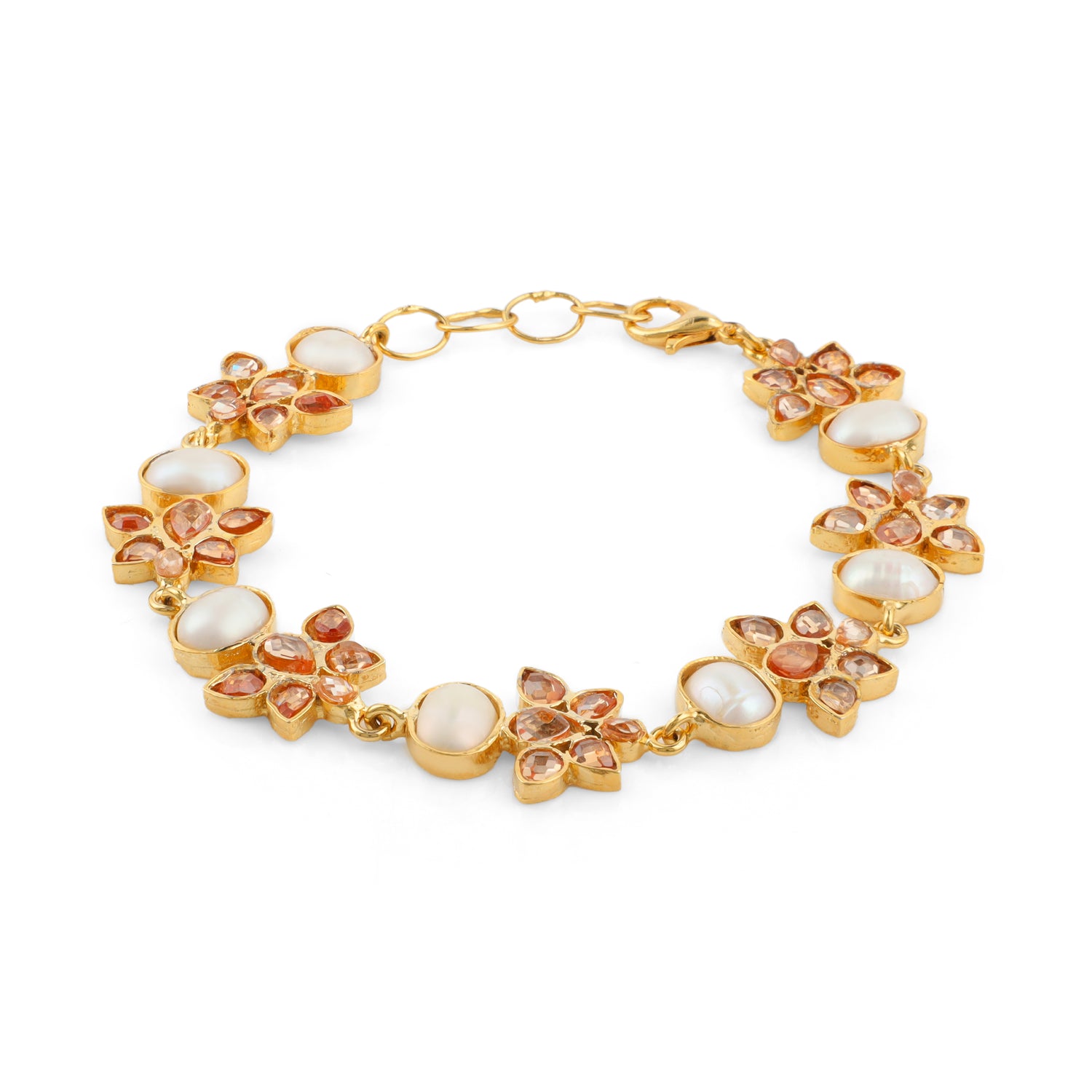 Pearl and Champagne Zircon Bracelet 