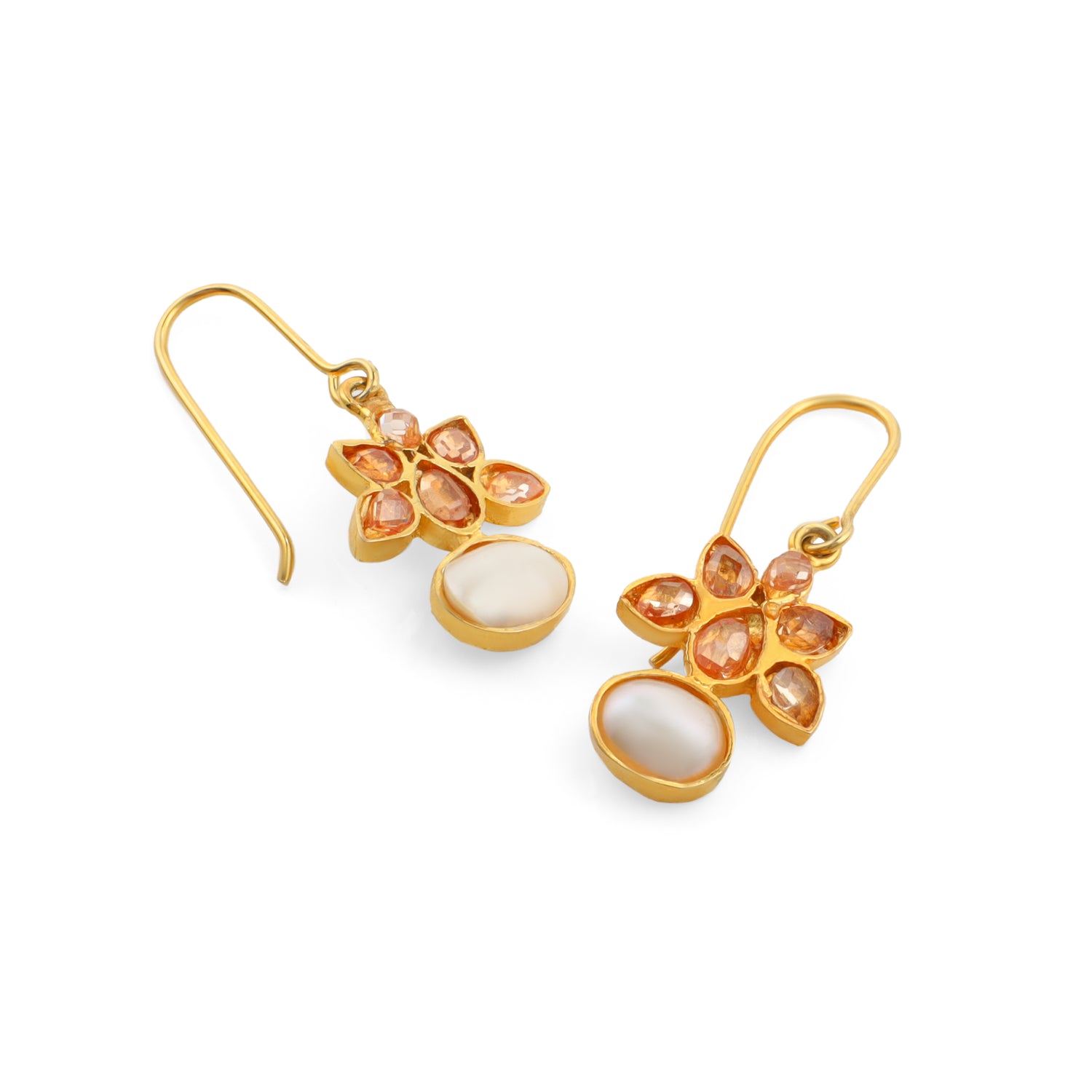 Pearl and Champagne Zircon Earrings