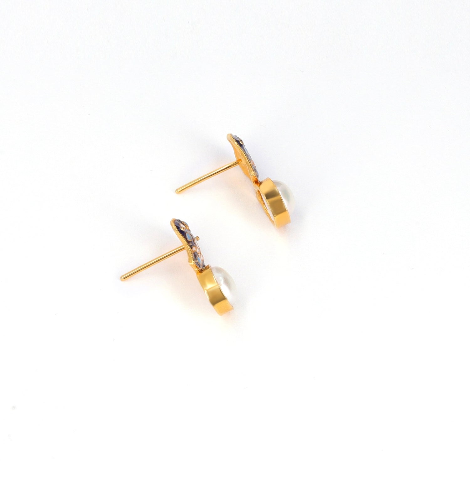 Pearl and Meenakari Ear studs 