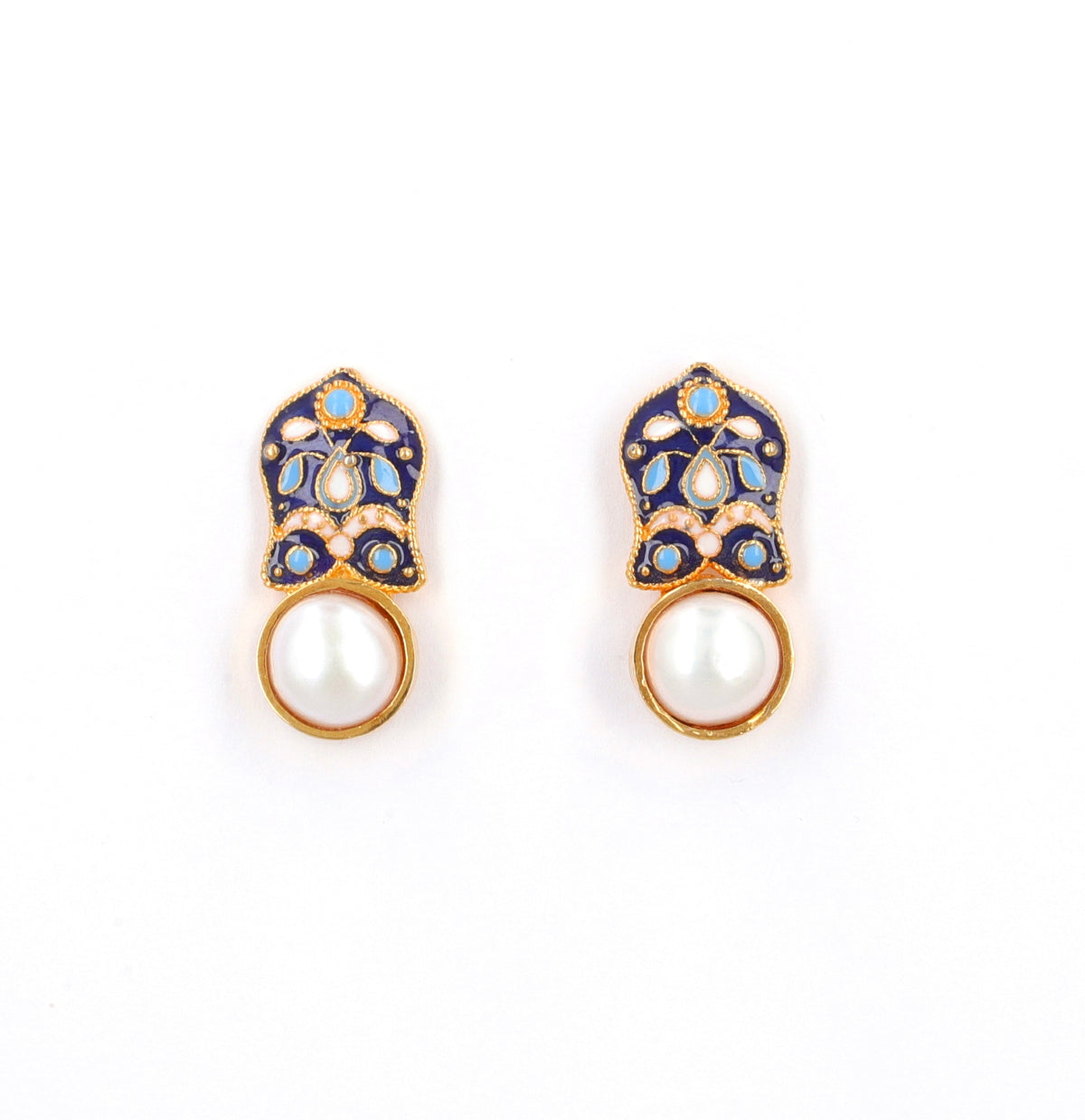 Pearl and Meenakari Earrings 