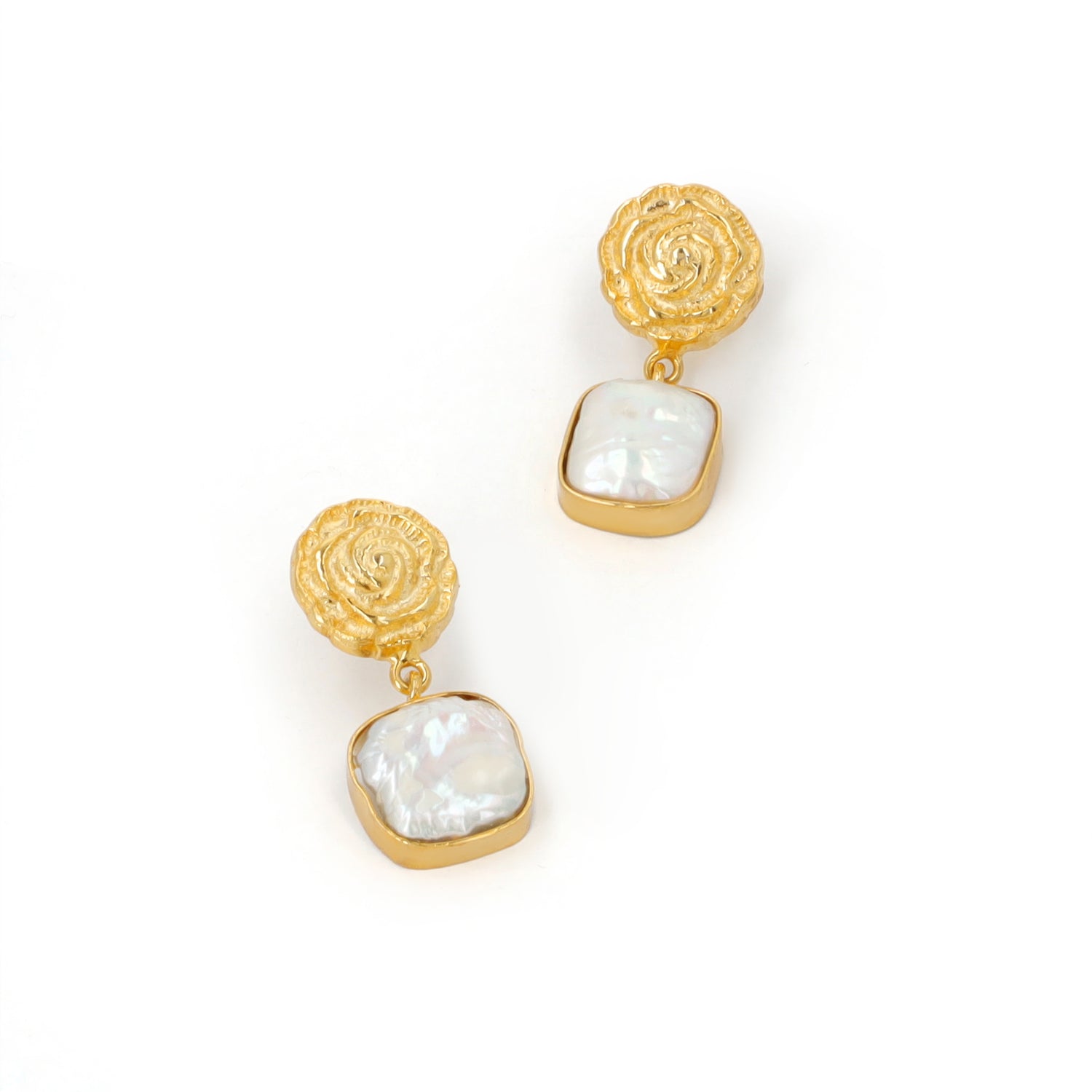 Rose and Coin Pearl Earring