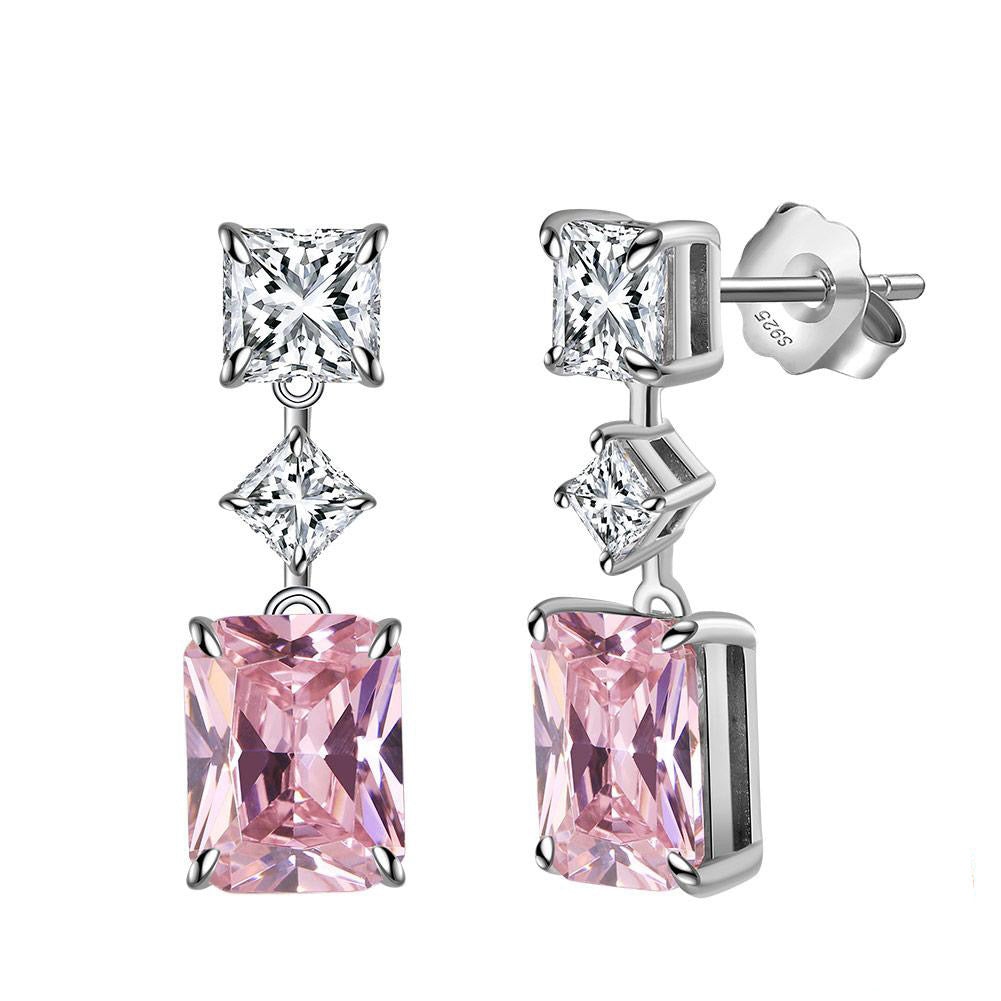 Stylish Pink and White Zircon Earrings