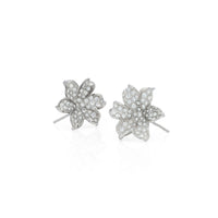 Silver Moissanite Flower Earrings 