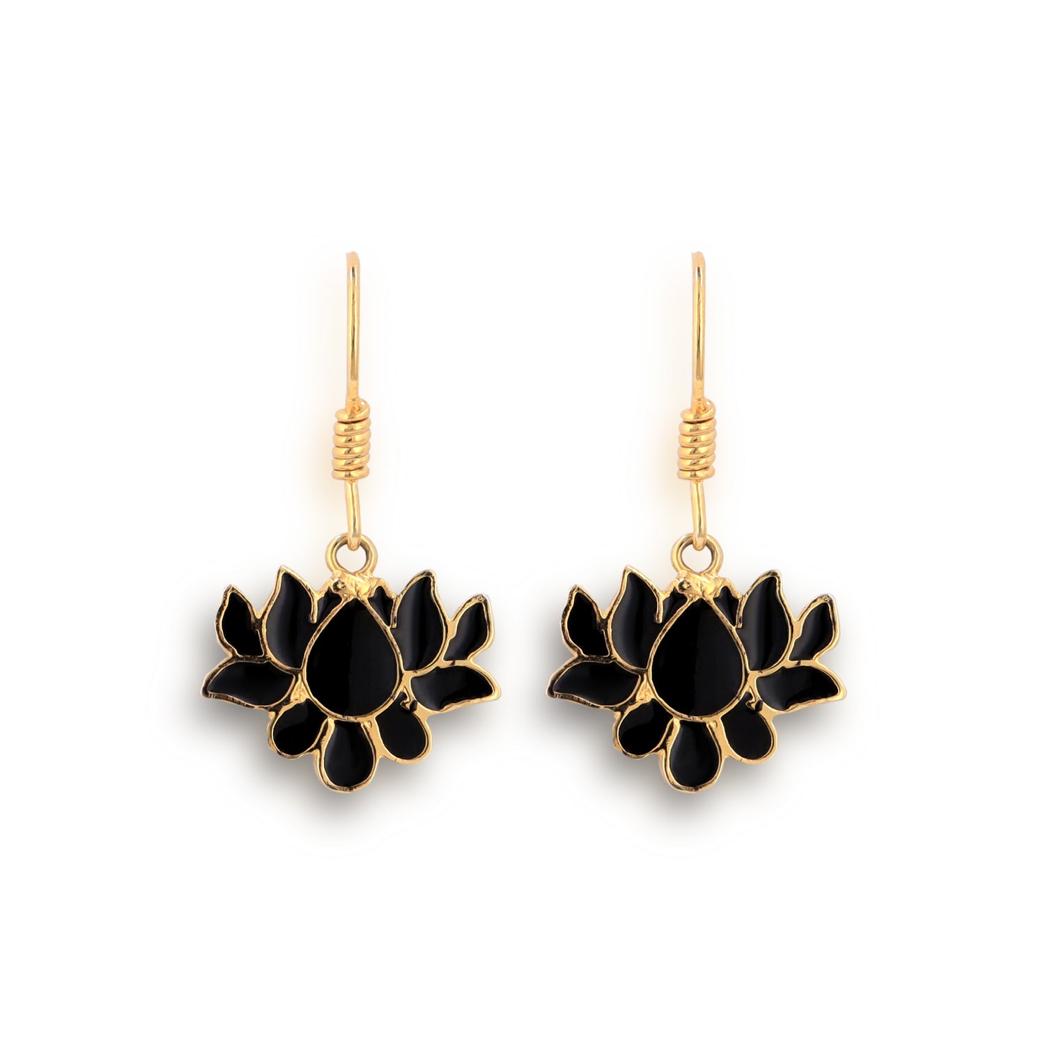 Small Black Lotus  Earrings 