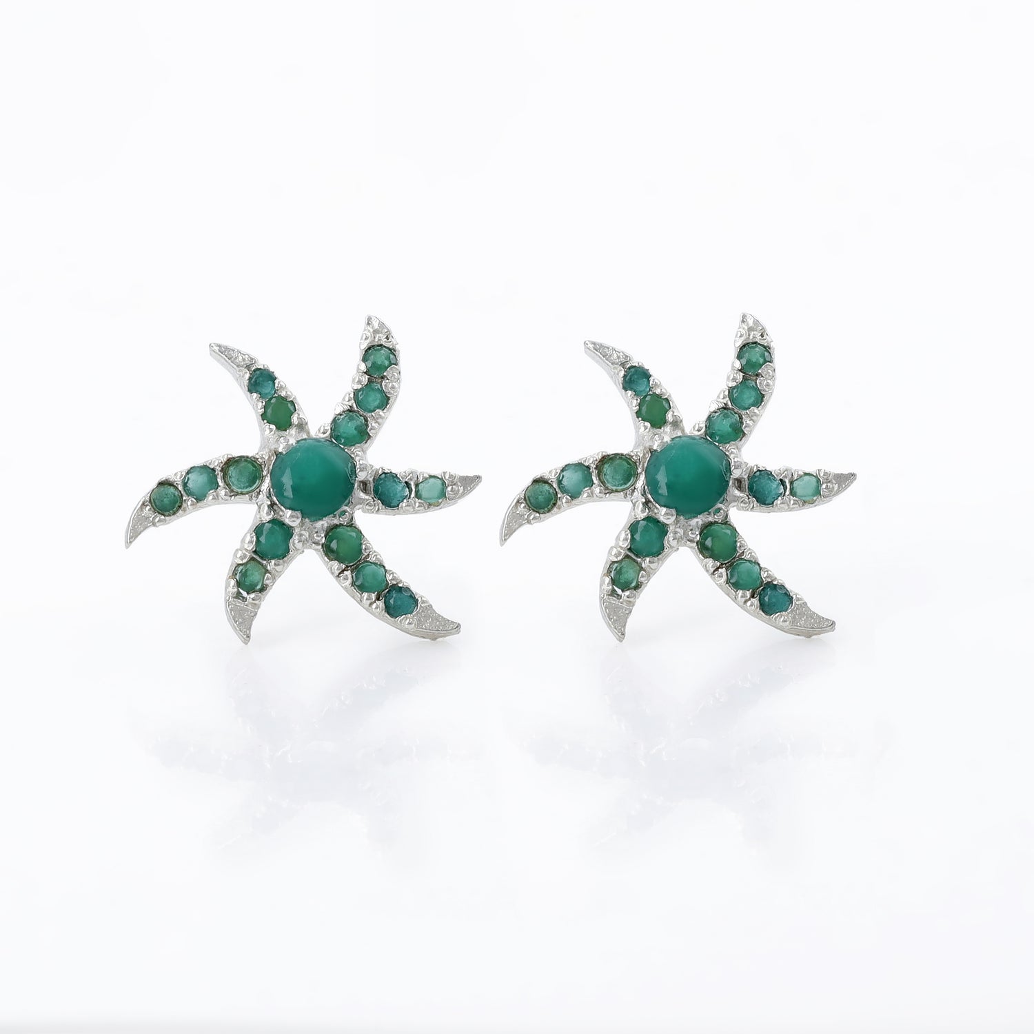 Starfish Green Jade Earrings 