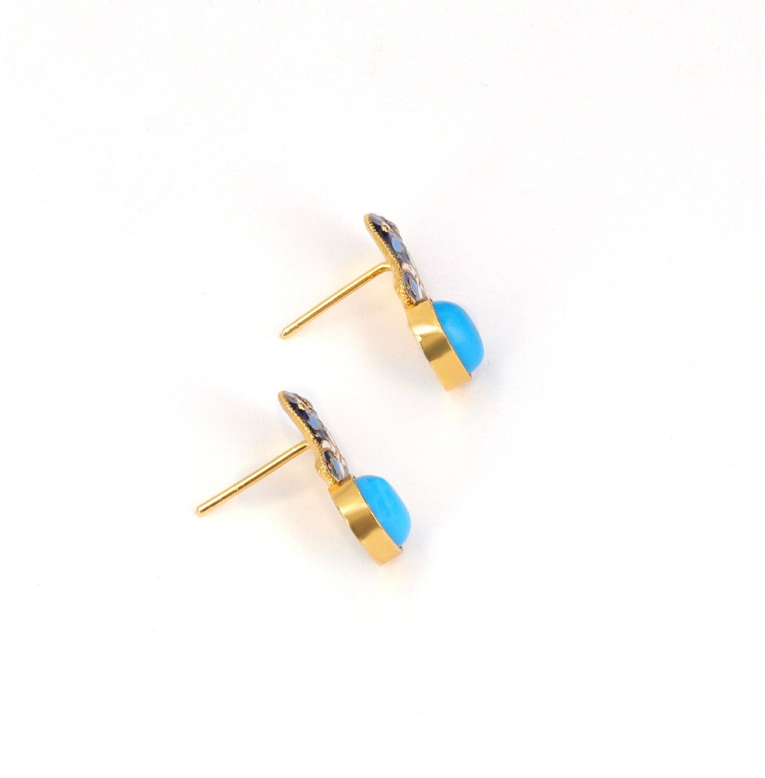 Turquoise and Meenakari Ear studs 