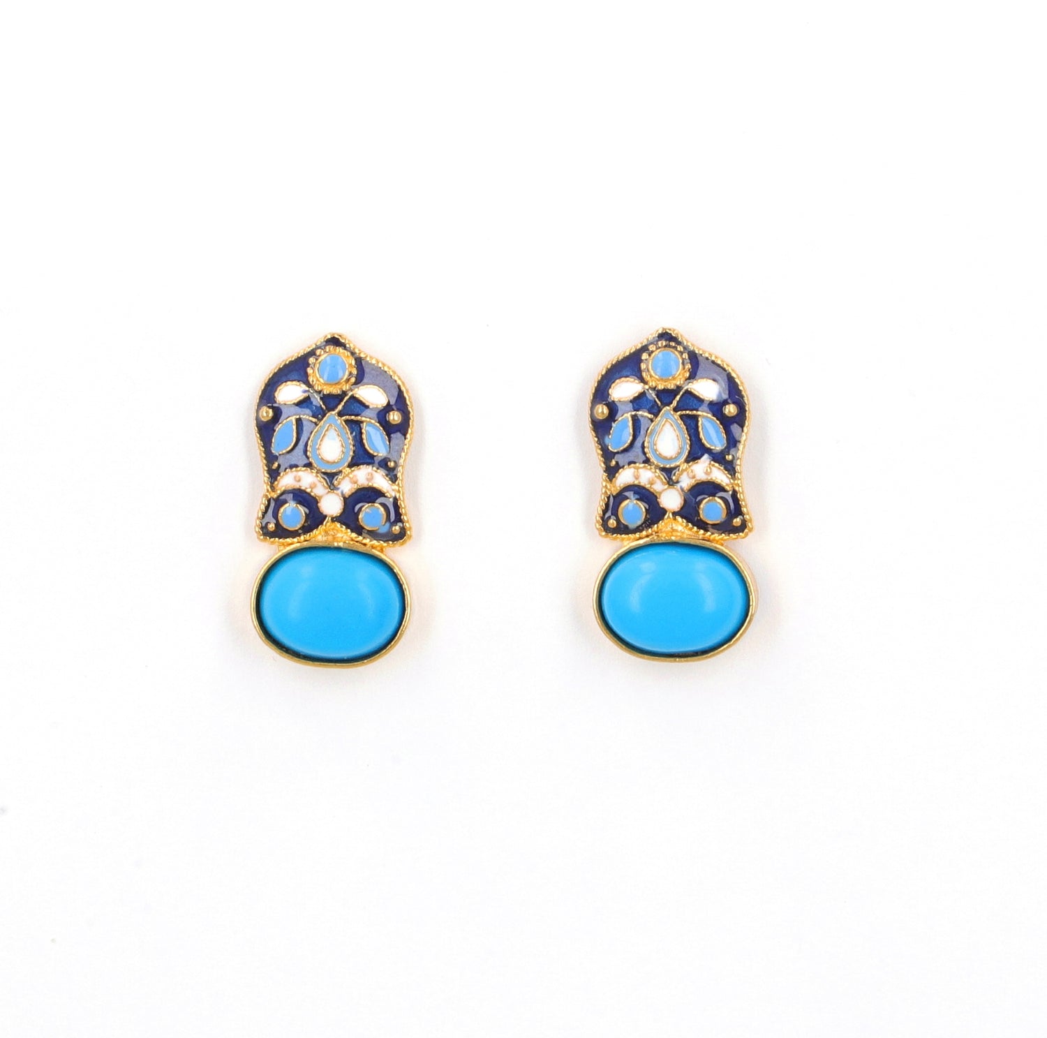 Turquoise and Meenakari Earrings 